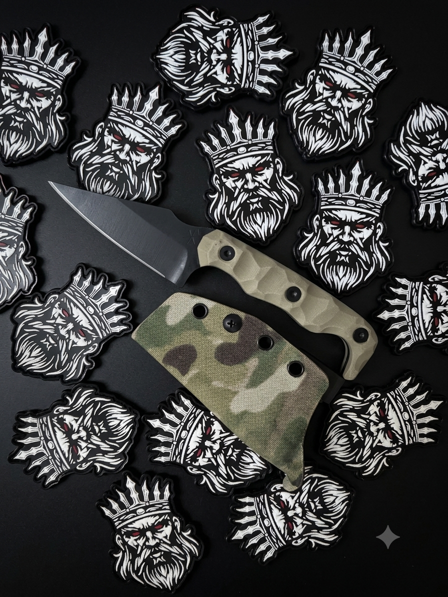 The King Patch - White on Black with Red Eyes