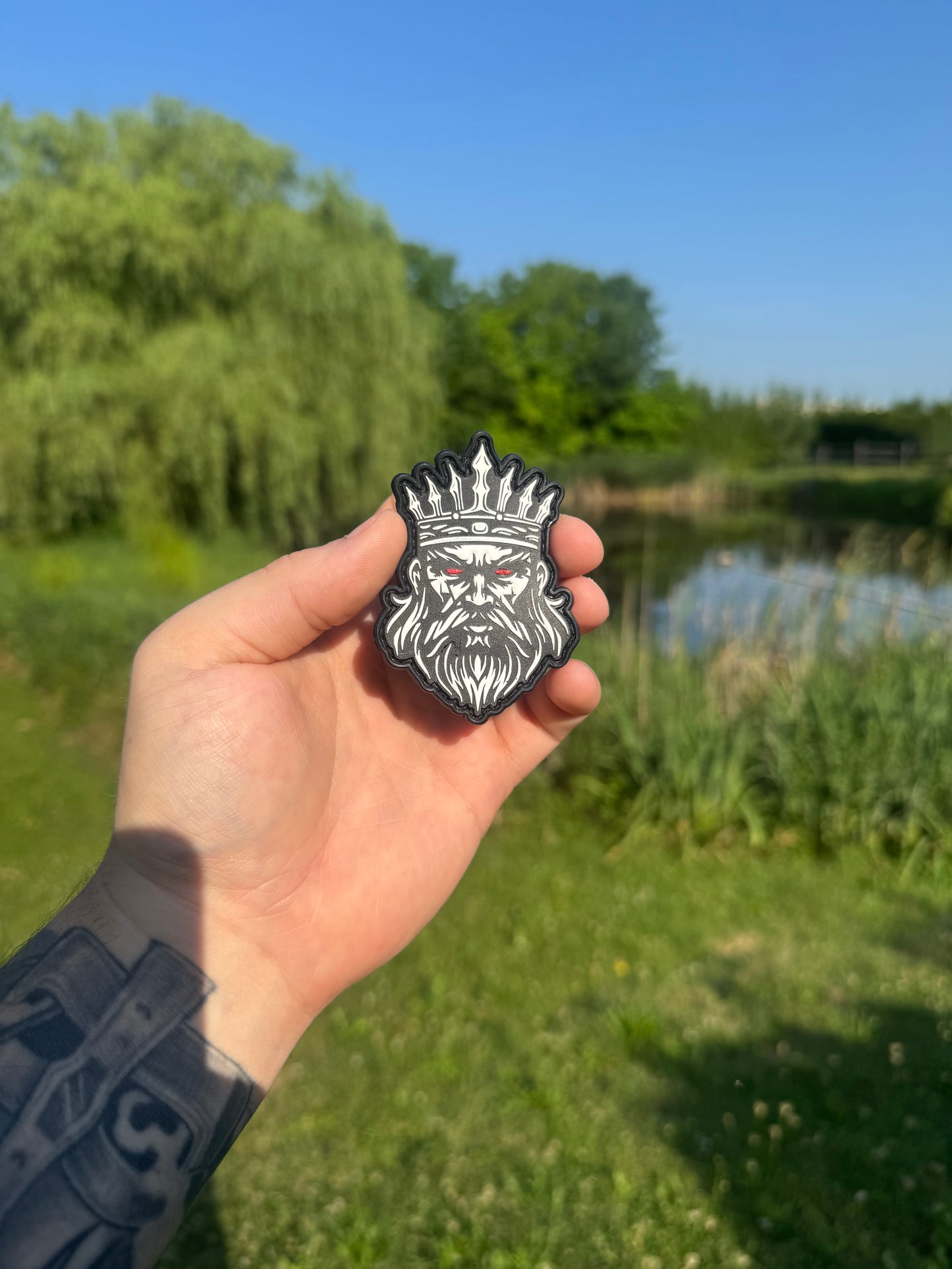 The King Patch - White on Black with Red Eyes